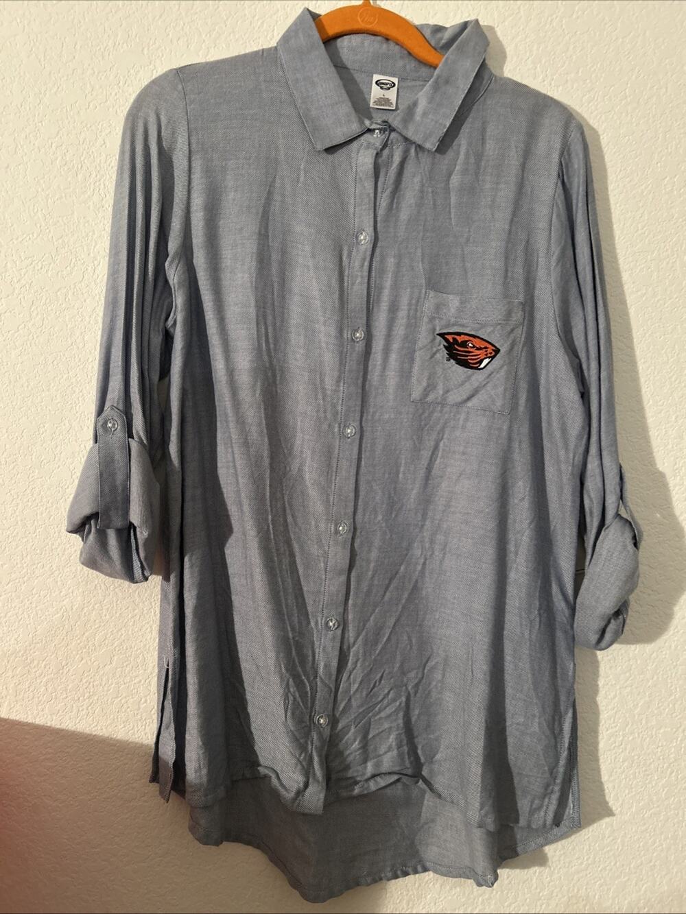 Women’s Blue Button Down Shirt Long Sleeve NWT Concepts Large